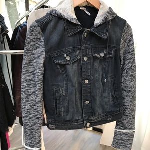 Free People Hooded Denin Jacket